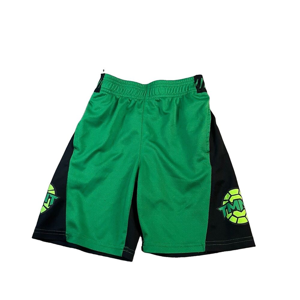 Teenage Mutant Ninja Turtles Mesh Basketball Shorts Green Black Boys Size XS 4/5